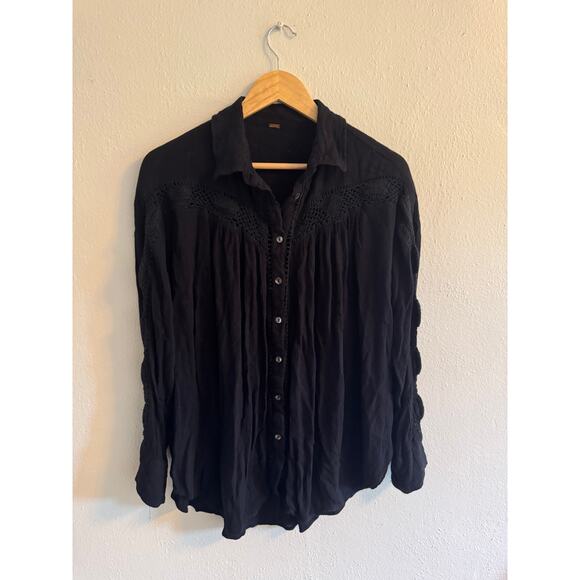 Free People Tops - Free People black button up blouse